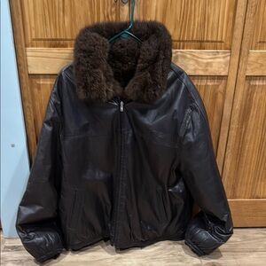 Brown Leather Shearling reversible jacket